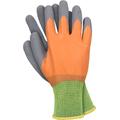 Ogrifox OX-ORANGE Polyesterhandschuhe beschichtet mit glattem, fluoreszierendem orangefarbenem Latex, Schutzhandschuhe, Arbeitshandschuhe, Gartenhandschuhe, OX.11.584, Orange-Gelb-Grau, Größe 7, 72