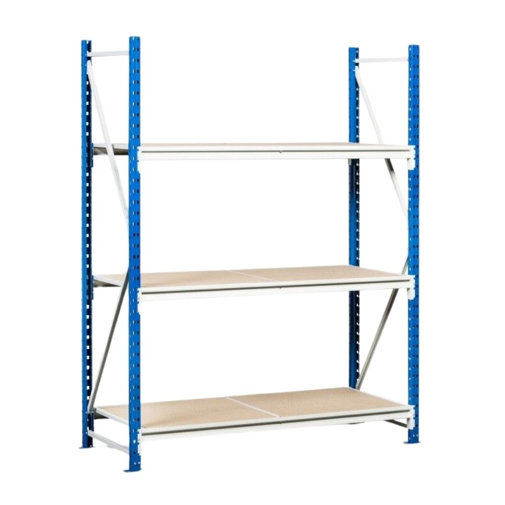 PROREGAL Weitspannregal MAXIMUS | Grundregal | HxBxT 250x150x120cm | 6 Ebenen | Spanplatten-Fachboden | Fachlast 475kg | Lichtblau/Lichtgrau Image