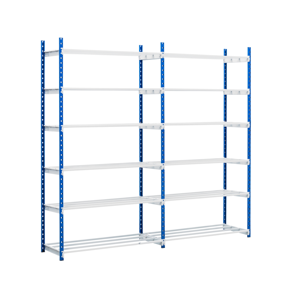 PROREGAL Fachbodenregal MAXIMUS | Grundregal | HxBxT 240x125x68cm | 6 Ebenen | offener Fachboden | Fachlast 152kg | Lichtblau/Lichtgrau Image