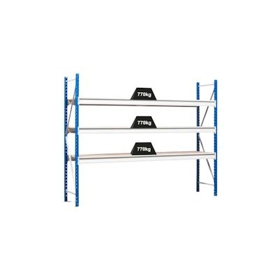 PROREGAL Weitspannregal MAXIMUS Pro | Grundregal | HxBxT 200x175x50cm | 3 Ebenen | Spanplatten-Fachboden | Fachlast 770kg | Lichtblau/Lichtgrau Image