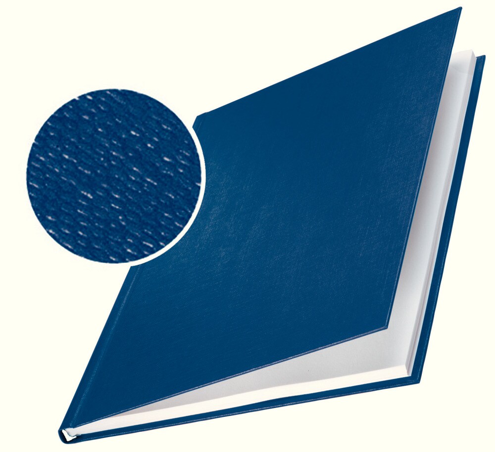 LEITZ Bindemappen impressBIND Hard Cover A4, blau, Rücken: 3,5 mm, Karton mit Überzug in Leinenoptik, Fassungsvermögen: 35 Blatt, Inhalt: 10 Stück Image