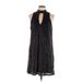 Maitai Casual Dress - Shift Mock Sleeveless: Black Solid Dresses - Women's Size Large