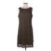 Anne Klein Casual Dress - Shift Scoop Neck Sleeveless: Brown Solid Dresses - Women's Size 8