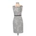Ann Taylor LOFT Casual Dress - Sheath Square Sleeveless: Gray Print Dresses - Women's Size 00