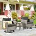 Red Barrel Studio® 3 Piece Rattan Seating Group w/ Cushions Synthetic Wicker/All - Weather Wicker/Wicker/Rattan in Black | Outdoor Furniture | Wayfair