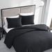 Vera Wang Waffle Pique Standard Cotton Reversible 3 Piece Comforter Set Polyester/Polyfill/Cotton in Black | Wayfair USHSA51262129