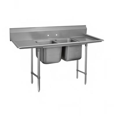 Advance Tabco 9-22-40-36RL 117" 2 Compartment Sink w/ 20"L x 20"W Bowl, 12" Deep, Stainless Steel