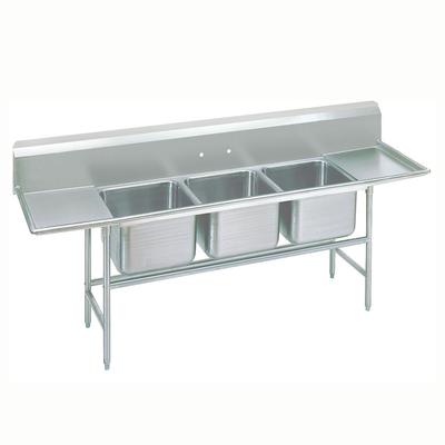 Advance Tabco 9-23-60-18RL 103" 3 Compartment Sink w/ 20"L x 20"W Bowl, 12" Deep, Stainless Steel