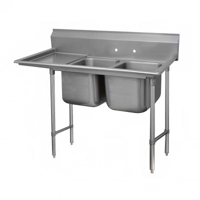 Advance Tabco 9-2-36-24L 65" 2 Compartment Sink w/ 16"L x 20"W Bowl, 12" Deep, Stainless Steel