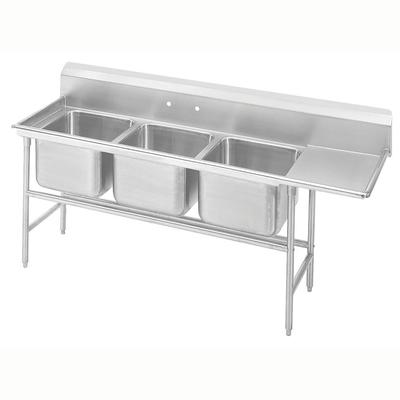 Advance Tabco 93-23-60-36R 107" 3 Compartment Sink w/ 20"L x 20"W Bowl, 12" Deep, Stainless Steel