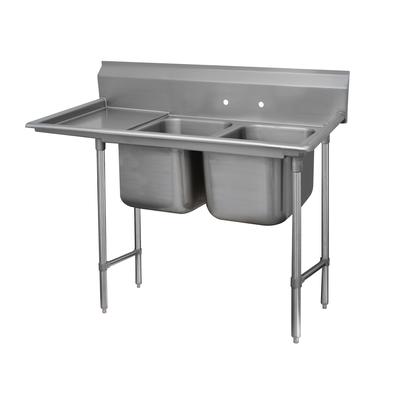Advance Tabco 93-2-36-24L 65" 2 Compartment Sink w/ 16"L x 20"W Bowl, 12" Deep, Stainless Steel