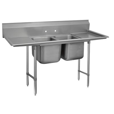 Advance Tabco 93-2-36-36RL 109" 2 Compartment Sink w/ 16"L x 20"W Bowl, 12" Deep, Stainless Steel