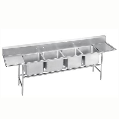 Advance Tabco 93-24-80-36RL 162" 4 Compartment Sink w/ 20"L x 20"W Bowl, 12" Deep, Stainless Steel