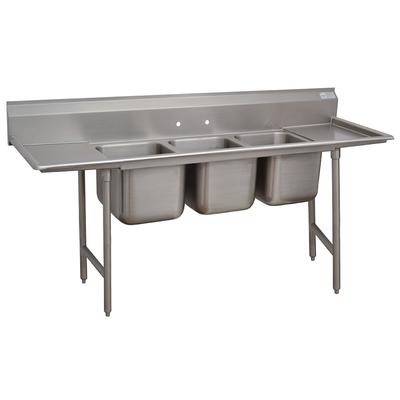 Advance Tabco 93-3-54-18RL 91" 3 Compartment Sink w/ 16"L x 20"W Bowl, 12" Deep, Stainless Steel