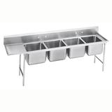 Advance Tabco 93-4-72-24L 101" 4 Compartment Sink w/ 16"L x 20"W Bowl, 12" Deep, Stainless Steel