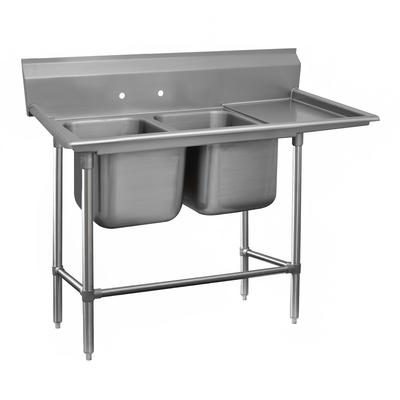 Advance Tabco 94-22-40-36R 85" 2 Compartment Sink w/ 20"L x 20"W Bowl, 14" Deep, Stainless Steel