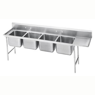 Advance Tabco 94-24-80-18R 111" 4 Compartment Sink w/ 20"L x 20"W Bowl, 14" Deep, Stainless Steel