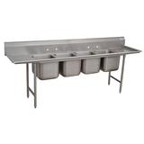 Advance Tabco 9-4-72-18RL Regaline 110" 4 Compartment Sink w/ 16"L x 20"W Bowl, 12" Deep, Stainless Steel