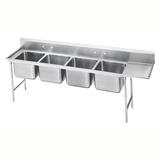 Advance Tabco 9-4-72-36R 113" 4 Compartment Sink w/ 16"L x 20"W Bowl, 12" Deep, Stainless Steel