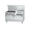 Garland X60-6R24RR 60" 6 Burner Sunfire Commercial Gas Range w/ Griddle/Broiler & (2) Standard Ovens, Natural Gas, 6 Burners & 24" Griddle / Broiler, 2 Standard Ovens, Stainless Steel, Gas Type: NG