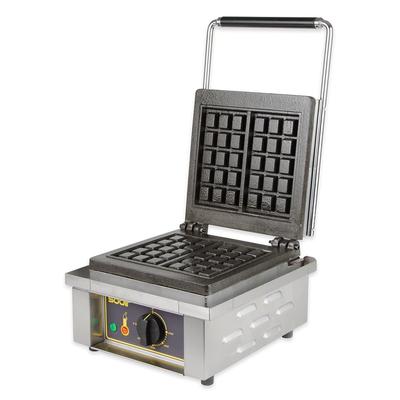 Equipex GES10/1 Single Brussels Commercial Waffle Maker w/ Cast Iron Grids, 1750W, Brussels Pattern, 120V, Stainless Steel