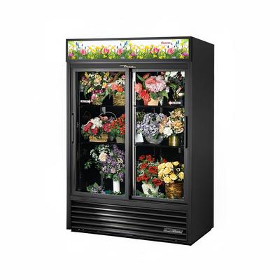 True GDM-47FC-HC-LD BLK 2 Section Floral Cooler w/ Sliding Door - Black, 115v | True Refrigeration