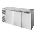 True TBR84-RISZ1-L-S-SSS-1 84" Bar Refrigerator - 3 Swinging Solid Doors, Stainless, 115v, Silver | True Refrigeration