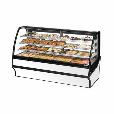 True TDM-DC-77-GE/GE-S-W 77 1/4" Full Service Dry Bakery Case w/ Curved Glass - (4) Levels, 115v, Silver | True Refrigeration