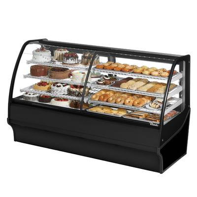 True TDM-DZ-77-GE/GE-B-W 77 1/4" Full Service Dual Zone Bakery Case w/ Curved Glass - (4) Levels, 115v, Black | True Refrigeration