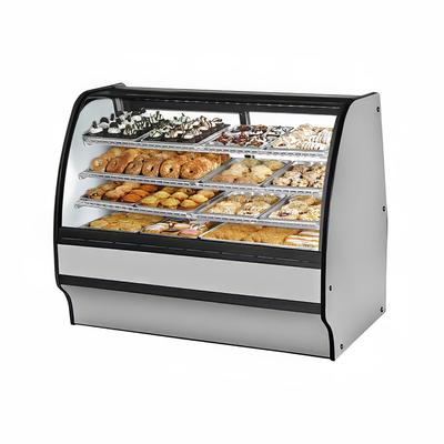 True TGM-DC-59-SC/SC-S-W 59 1/4" Full Service Dry Bakery Case w/ Curved Glass - (4) Levels, 115v, Non-Refrigerated, Silver | True Refrigeration