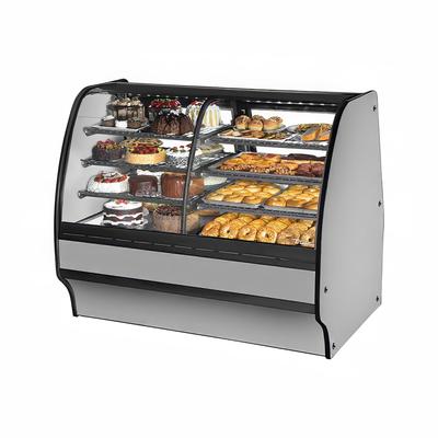 True TGM-DZ-59-SC/SC-S-S 59 1/4" Full Service Dual Zone Bakery Case w/ Curved Glass - (4) Levels, 115v, Silver | True Refrigeration