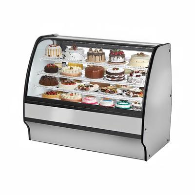 True TGM-R-59-SC/SC-S-W 59 1/4" Full Service Bakery Case w/ Curved Glass - 4 Levels, 115v, Silver | True Refrigeration