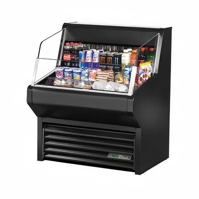 True THAC-36-HC-LD BLK 36 1/8" Horizontal Open Air Cooler w/ (3) Levels, 115v, Black | True Refrigeration