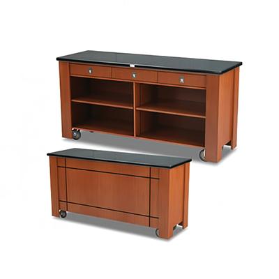 Forbes Industries 5986 Waiter's Station w/ (3) Drawers & (2) Shelves - Avonite Top, Wood Cabinet, Brown