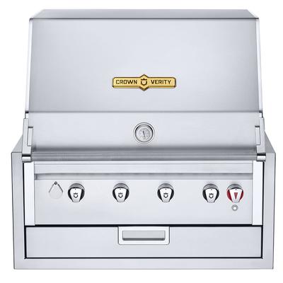 Crown Verity CV-IBI30 30" Built In Commercial Outdoor Charbroiler w/ 4 Burners - Roll Dome, Natural Gas, Stainless Steel, Gas Type: NG