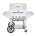 Crown Verity CV-MCB-30PRO 30" Mobile Commercial Outdoor Charbroiler w/ (4) Burners - Natural Gas, 3 End Shelves, Stainless Steel, Gas Type: NG