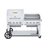 Crown Verity CV-MCB-60RGP-LP 58" Mobile Gas Commercial Outdoor Charbroiler w/ Griddle, Liquid Propane, Stainless Steel, Gas Type: LP