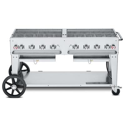 Crown Verity CV-MCB-60-SI-BULK 58" Mobile Gas Commercial Outdoor Charbroiler w/ Water Pan, Liquid Propane, Stainless Steel, Gas Type: LP