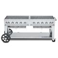 Crown Verity CV-MCB-72-SI50/100 70" Mobile Gas Commercial Outdoor Charbroiler w/ Water Pan, Liquid Propane, 159, 000 BTU, LP Gas, Stainless Steel, Gas Type: LP