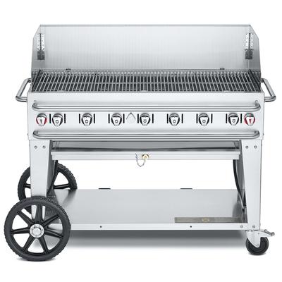 Crown Verity CV-RCB-48WGP-SI-BULK 46" Mobile Gas Commercial Outdoor Grill w/ Wind Guards, Liquid Propane, 6 Burners, LP Gas, Stainless Steel, Gas Type: LP