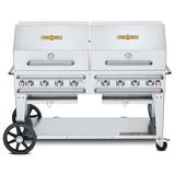 Crown Verity CV-RCB-60RDP-SI50/100 Pro Series 58" Mobile Gas Commercial Outdoor Grill w/ Roll Domes, Liquid Propane, 8 Burners, LP Gas, Stainless Steel, Gas Type: LP