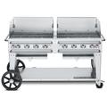 Crown Verity CV-RCB-60WGP-SI50/100 Pro Series 58" Mobile Gas Commercial Outdoor Grill w/ Wind Guards, Liquid Propane, 8 Burners, LP Gas, Stainless Steel, Gas Type: LP