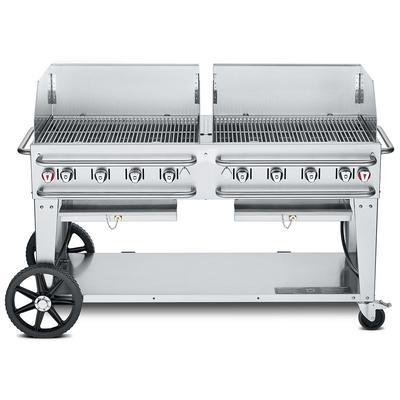 Crown Verity CV-RCB-60WGP-SI-BULK 58" Mobile Gas Commercial Outdoor Grill w/ Wind Guards, Liquid Propane, 8 Burners, LP Gas, Stainless Steel, Gas Type: LP