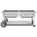Crown Verity CV-RCB-72-SI50/100 Pro Series 70" Mobile Gas Commercial Outdoor Grill w/ Undershelf, Liquid Propane, 10 Stainless Steel Burners, 159, 000 BTU, Gas Type: LP