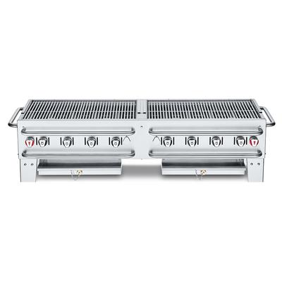 Crown Verity CV-PCB-60 58" Countertop Gas Commercial Outdoor Grill w/ Water Pan, Liquid Propane, Stainless Steel, Gas Type: LP