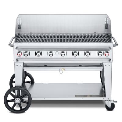 Crown Verity CV-RCB-48WGP-LP 46" Mobile Gas Commercial Outdoor Grill w/ Water Pans, Liquid Propane, Stainless Steel, Gas Type: LP