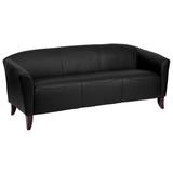 Flash Furniture 111-3-BK-GG Hercules Imperial 72 3/4" Reception Sofa w/ Black LeatherSoft Upholstery - Cherry Wood Feet