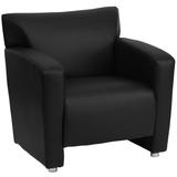 Flash Furniture 222-1-BK-GG Reception Arm Chair - Black LeatherSoft Upholstery, Aluminum Feet