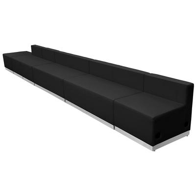 Flash Furniture ZB-803-490-SET-BK-GG 6 Piece Modular Reception Sofa Set - LeatherSoft Upholstery, Black