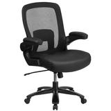 Flash Furniture BT-20180-LEA-GG Hercules Swivel Big & Tall Office Chair w/ High Back - Black Mesh Back & LeatherSoft Seat